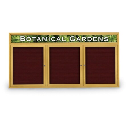 United Visual Products Indoor Enclosed Combo Board, 42"x32", Gold Frame/Burgundy & Black UVCB4232G-BURGUN-BLACK